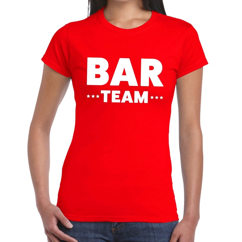 Bar Team tekst t-shirt rood dames - personeel / bar team shirt Top Merken Winkel